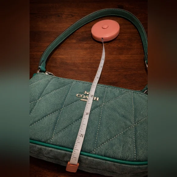 Coach Quilted Denim Shoulder Bag - Baquette Style - Green - NWT - Picture 8 of 8